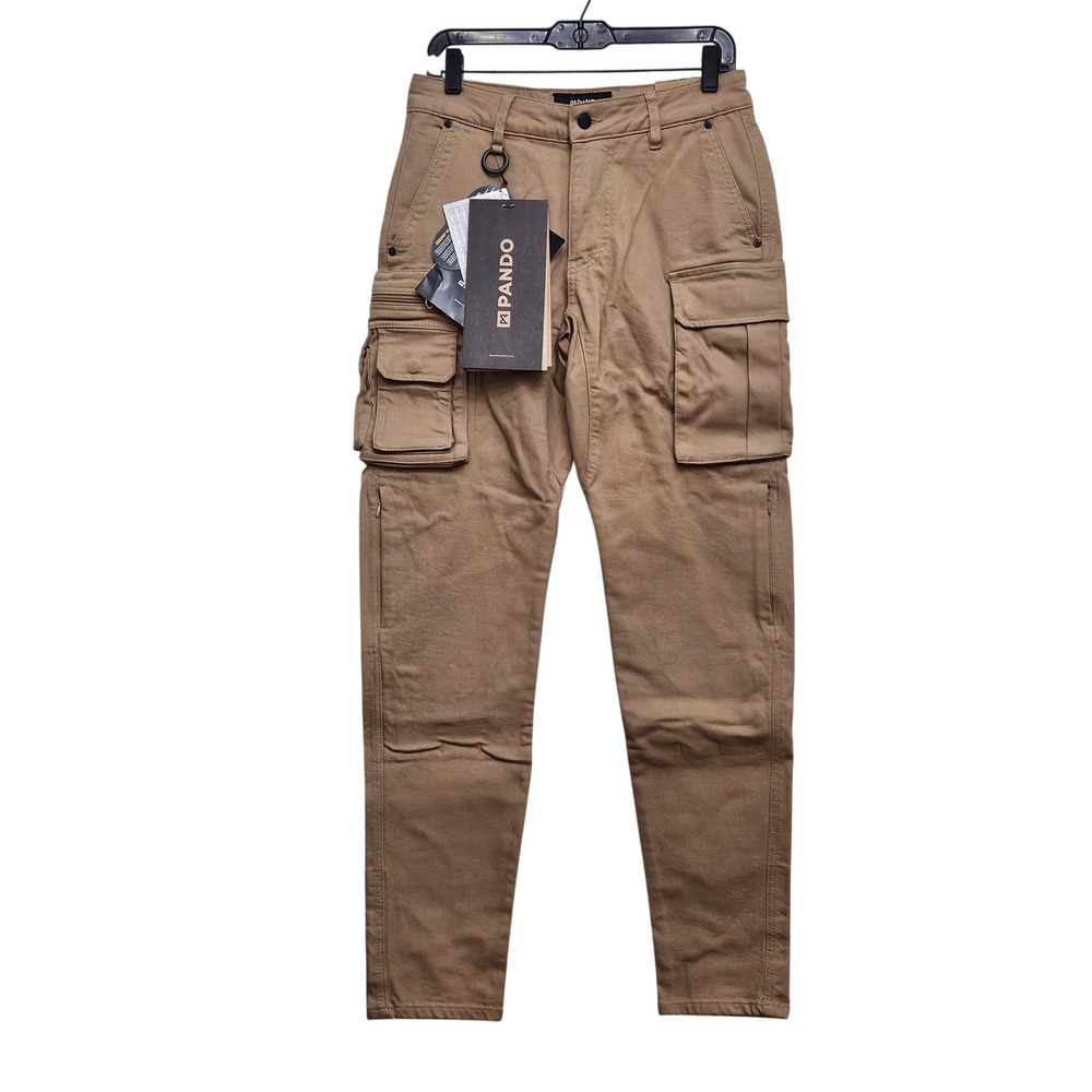 Pando Moto Desert Cargo Pants Men W30 L34 Beige Cordura Denim Tactical Moto Gear